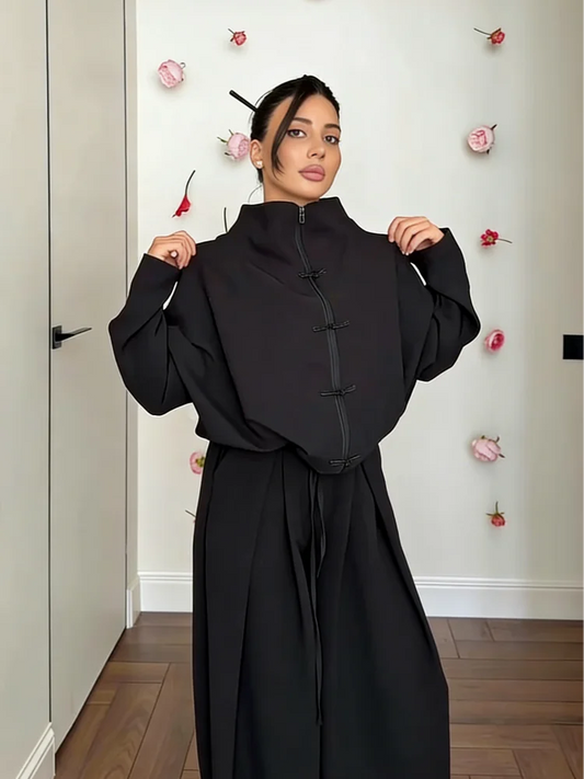 Loose Fit Casual Coat And Pant Set