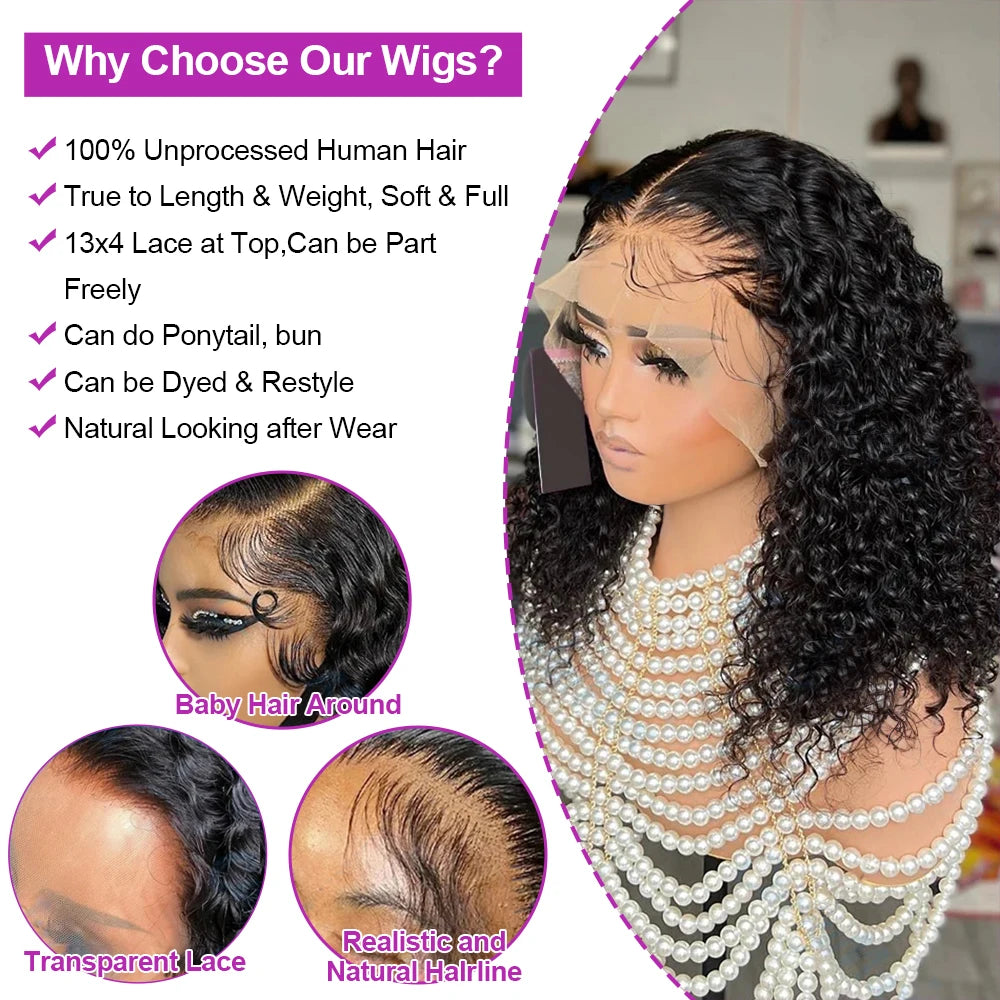 Deep Wave Bob Wig (10–16 Inch Options)