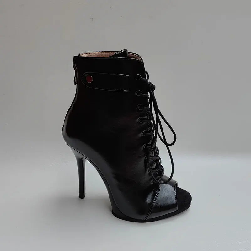 High Heel Lace Up Latin Dance Ankle Boots for Women