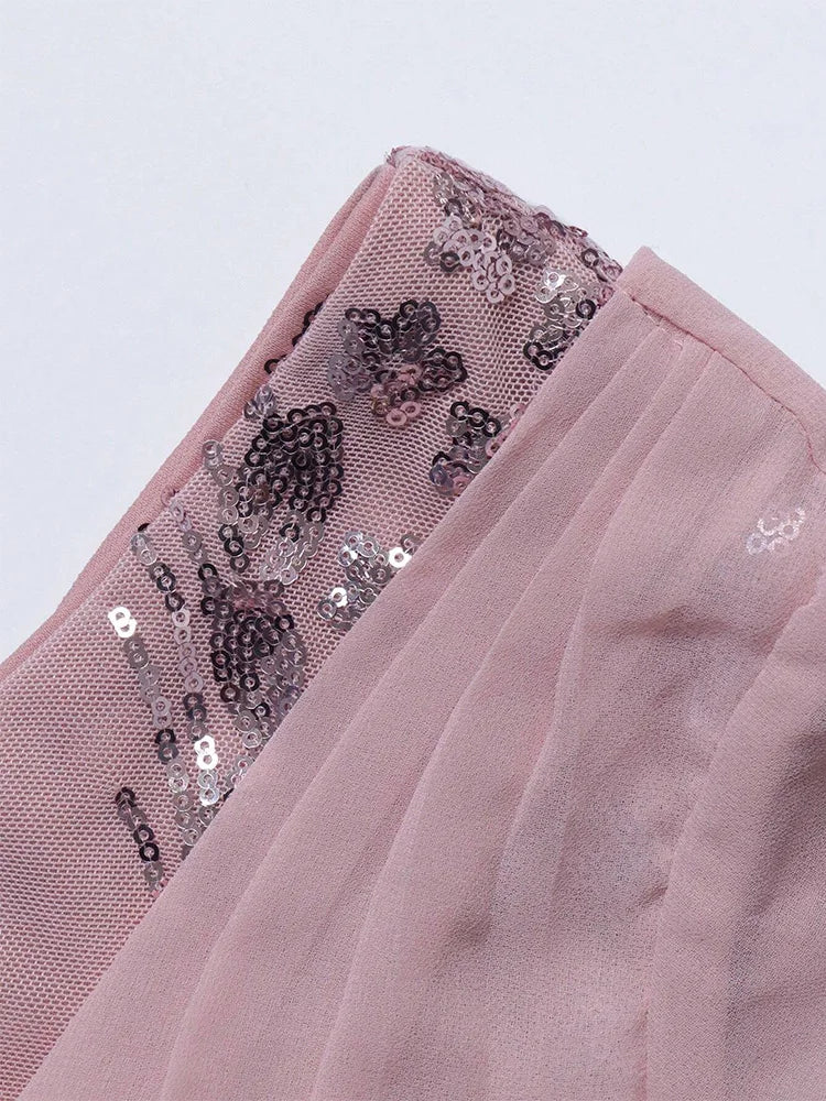 TOLEEN 2024 New Luxury Elegant Sequin Long Maxi Gown Dresses Women's One Shoulder Sparkle Patchwork Formal Party Evening Dress