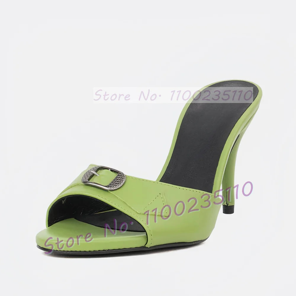Sophisticated Purple Round Toe Buckle Mules For Women