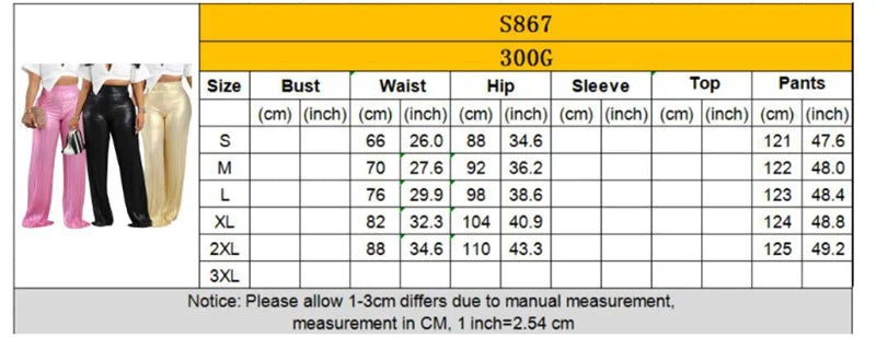 Doyerl Elegant Metallic Pants for Women High Waist Pleated Straight Trousers Y2K Shiny Night Club Party Wide Leg Trousers Female