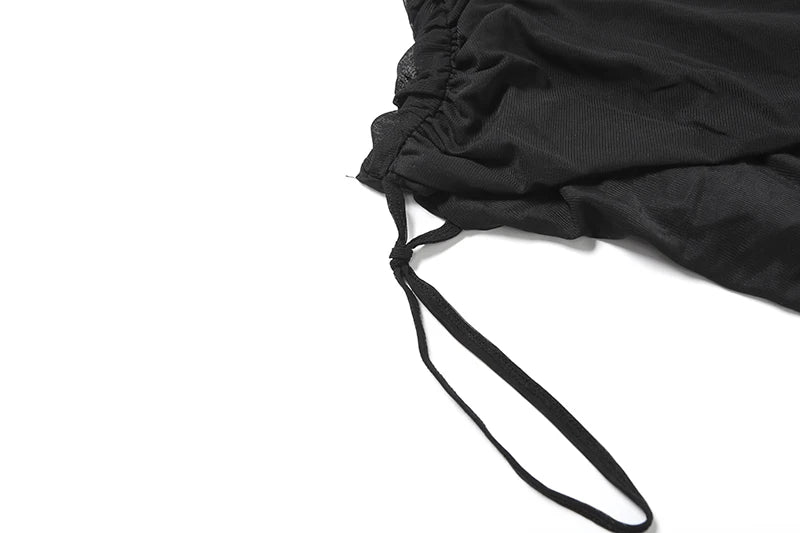 Sheer Cross Bandage Backless Halter Mini Dress for Women