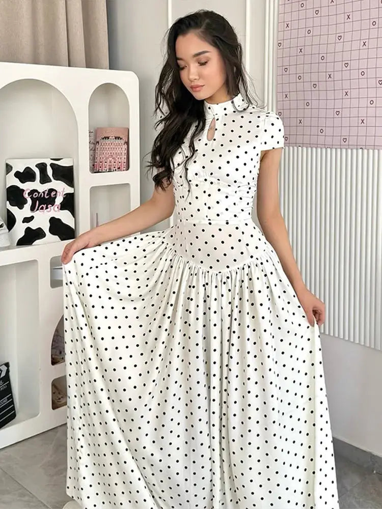 Elegant Hollow Out Lace Up Ankle Length Dress for Women