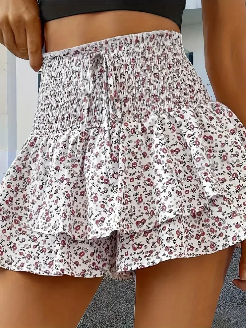 Boho Printed High Waist A Line Mini Skirt for Women