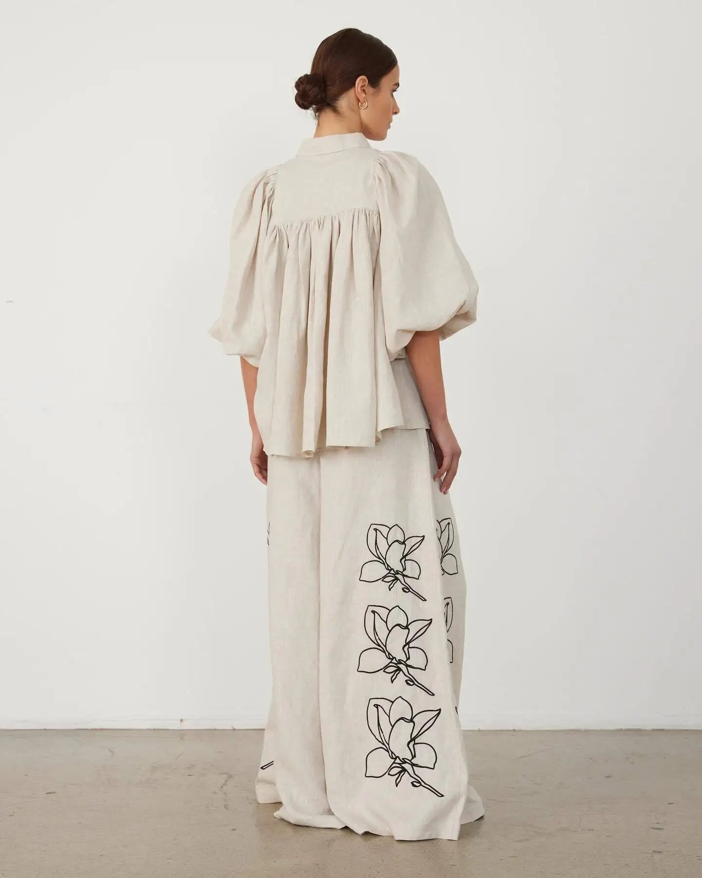 Elegant Printed Cotton Linen Two Piece Set for Women