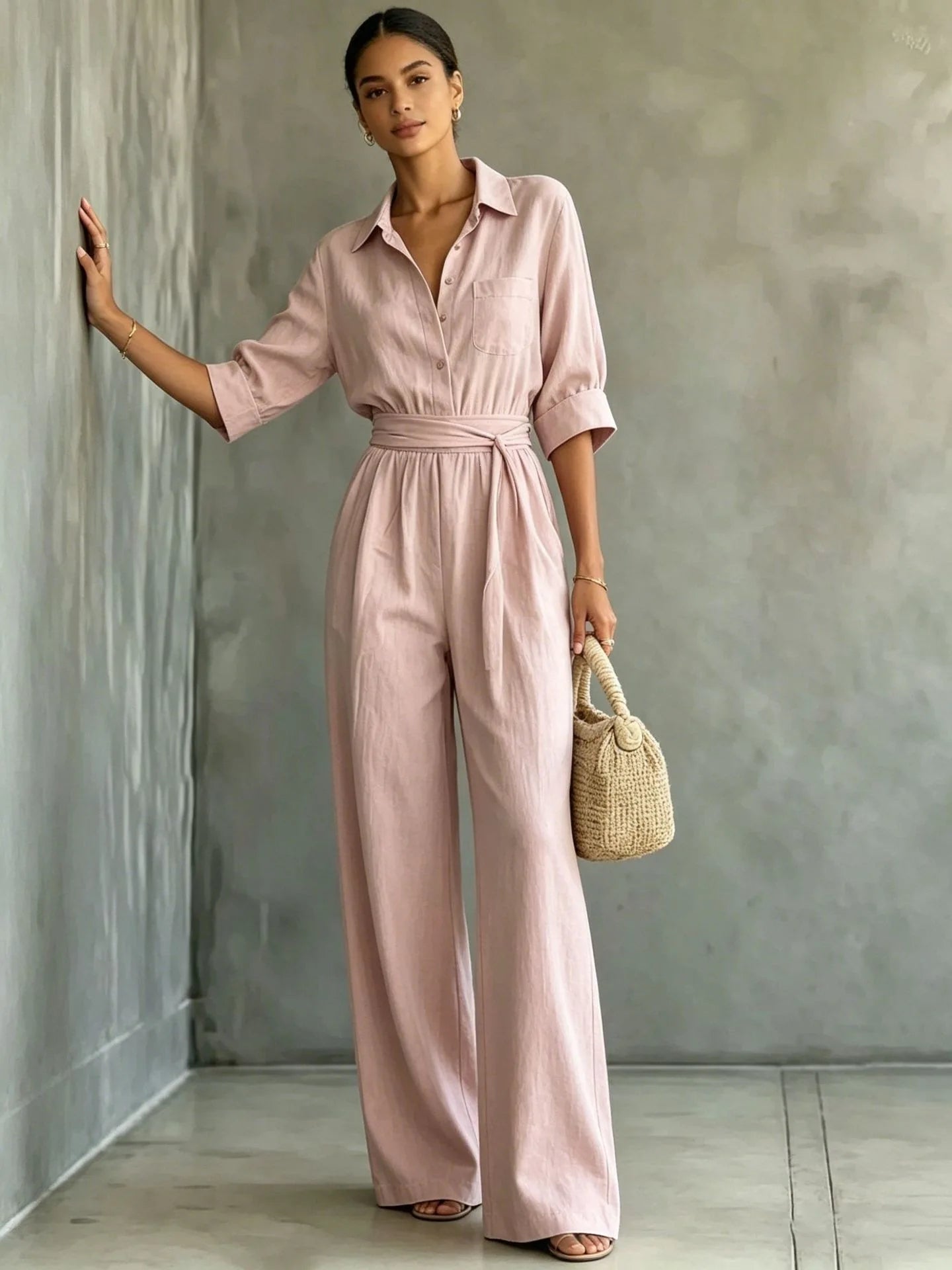 Solid Color Casual Loose Jumpsuit for Women Summer Vacation Streetwear