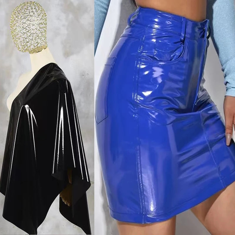 High Waist Leather Mini Skirt with Pockets for Women