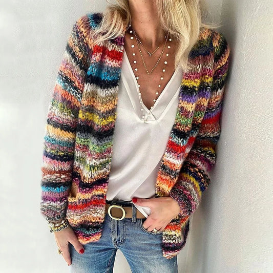 Sweater Knitted Cardigan Thin Loose Jacket  For Women Casual Y2k Crop Clothes Elegant Female Clothing Fashion Top