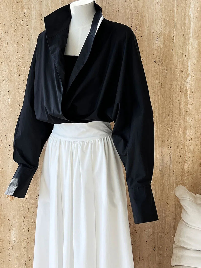 Batwing Sleeve Stand Collar Blouse