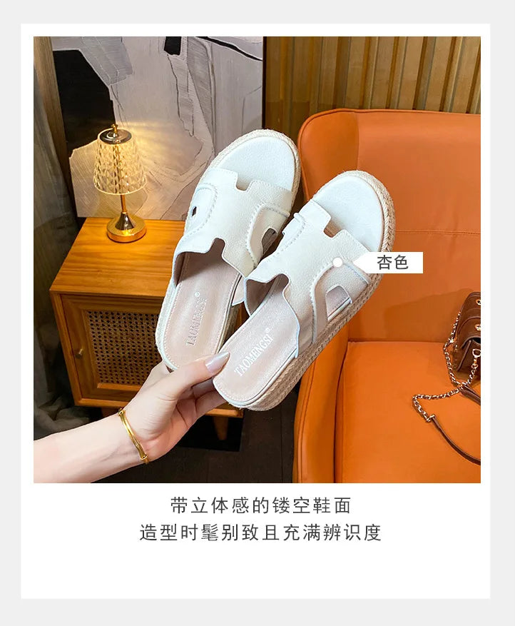 Vintage Retro Wide Strap Platform Casual Sandals For Women