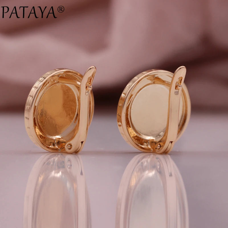 Long Rose Gold Geometric Stud Earrings