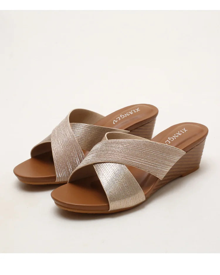 Bohemian Wedge Open Toe Sandals Lightweight Summer Casual for Women
