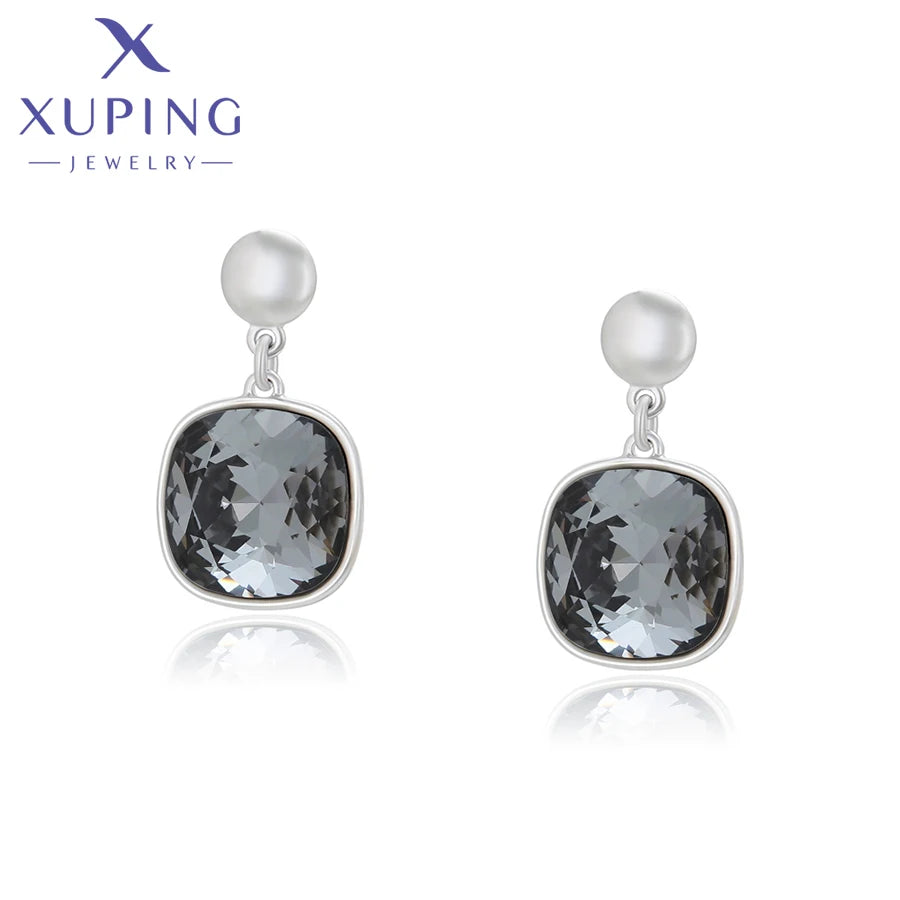 Square Crystal Drop Earrings for Women