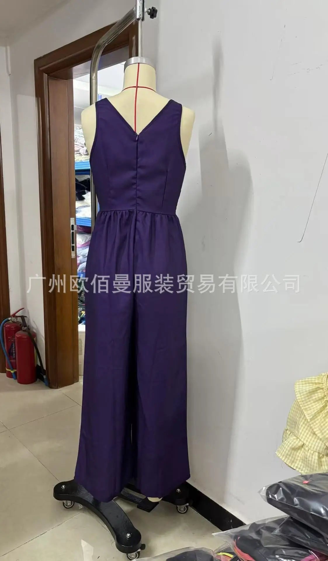Casual Printed Loose Vneck Sleeveless Wide Leg Jumpsuit for Women