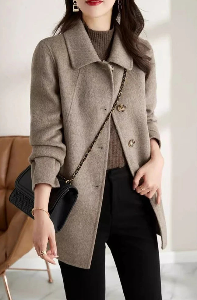 Women's Wool & Blends Coat Long Plain Ladies Jackets Loose Sleeve Casual Cheap Trendy Fashion 2025 Single Medium Outerwears Hot