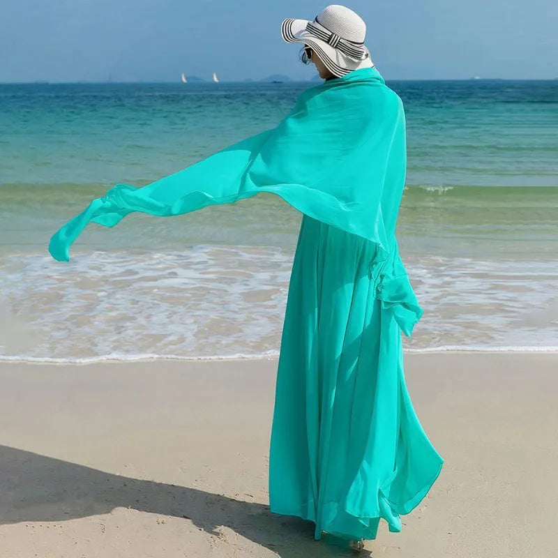 Plus Size Chiffon High Waist Maxi Dress
