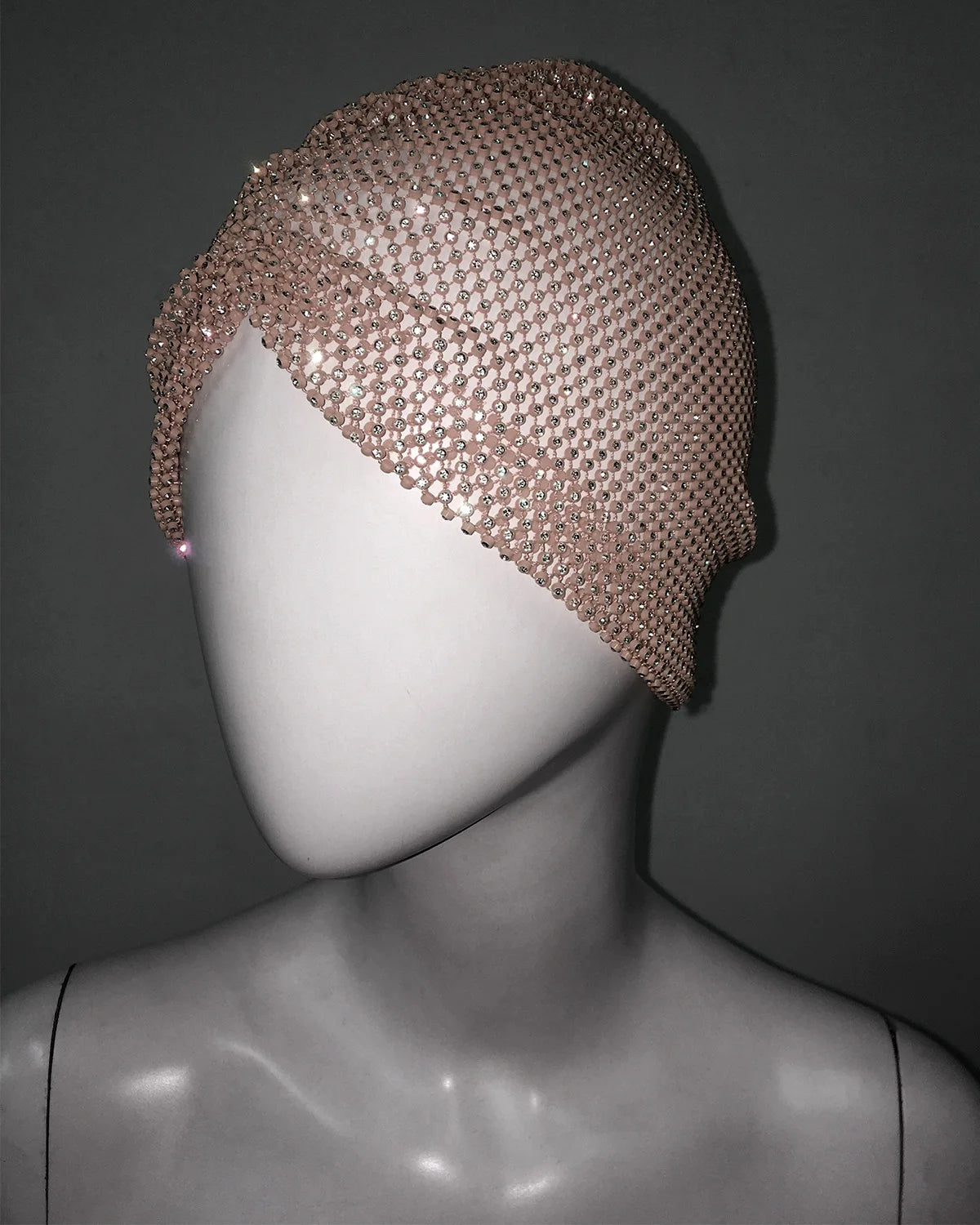 Sparkly Rhinestone Fishnet Turban Head Wrap for Women