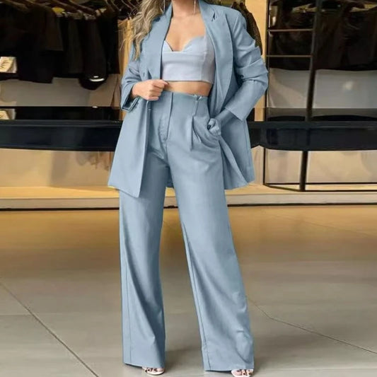 Two Piece Sets Women Blazer Office Lady Peaked Lapel Blazer Suits Elegant High Waist Trouser Outfits Fashion Pant Suit 2025 Fall