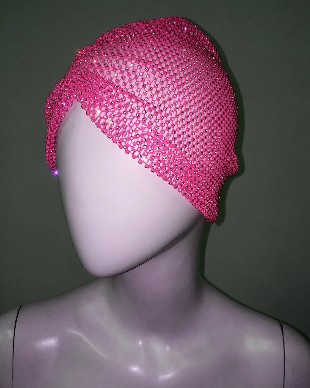 Sparkly Rhinestone Fishnet Turban Head Wrap for Women