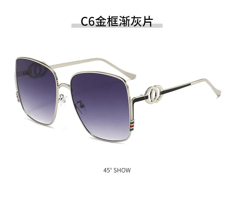 Square Frame Metal Sunglasses