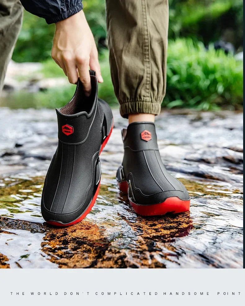 Round Toe Waterproof Ankle Rain Boots