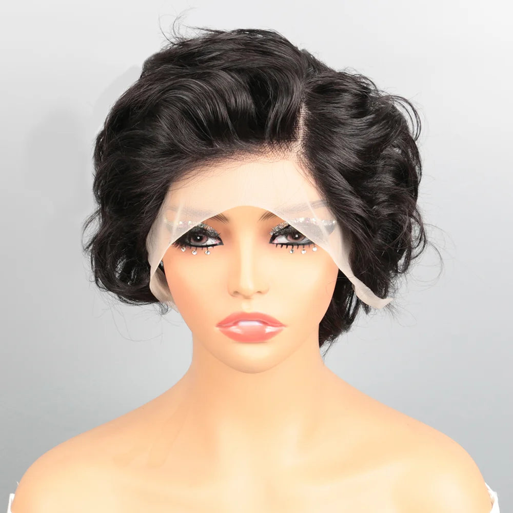 PixieCut Wig Human Hair 13X4 Rose Curly Short Human Hair Wigs Natural Color HD Lace Frontal Wig Curly Human Hair Wig for Woman