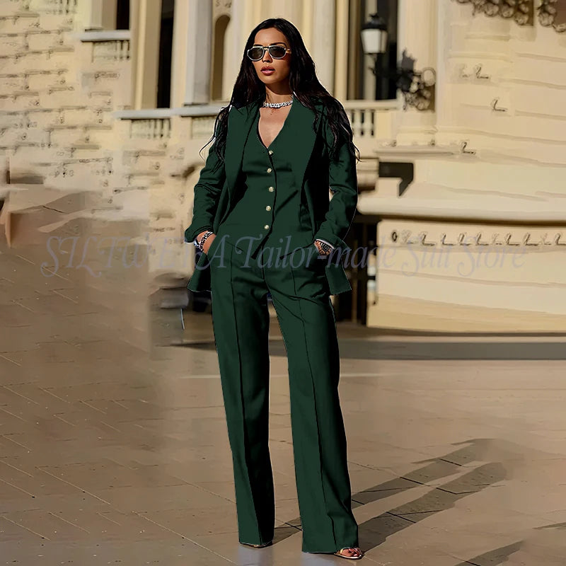 Sophisticated Slim Fit Three Piece Blazer Set For Women