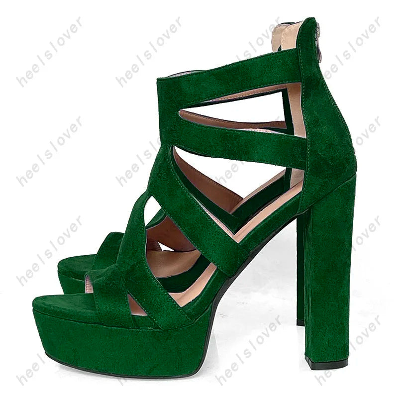 Open Toe Platform Sandals With Square Heel For Women