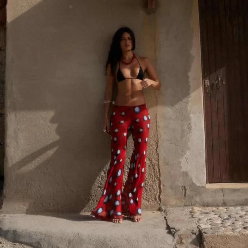 Elegant Vacation Print Shirt and Pants Set for Women
