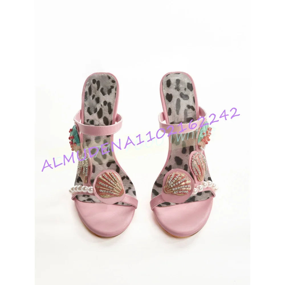 Pearl Decorated Pointed Toe Slingback Sandals for Women