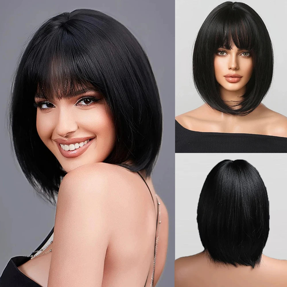Shoulder Length Synthetic Ombre Pink Bob Wig For Women