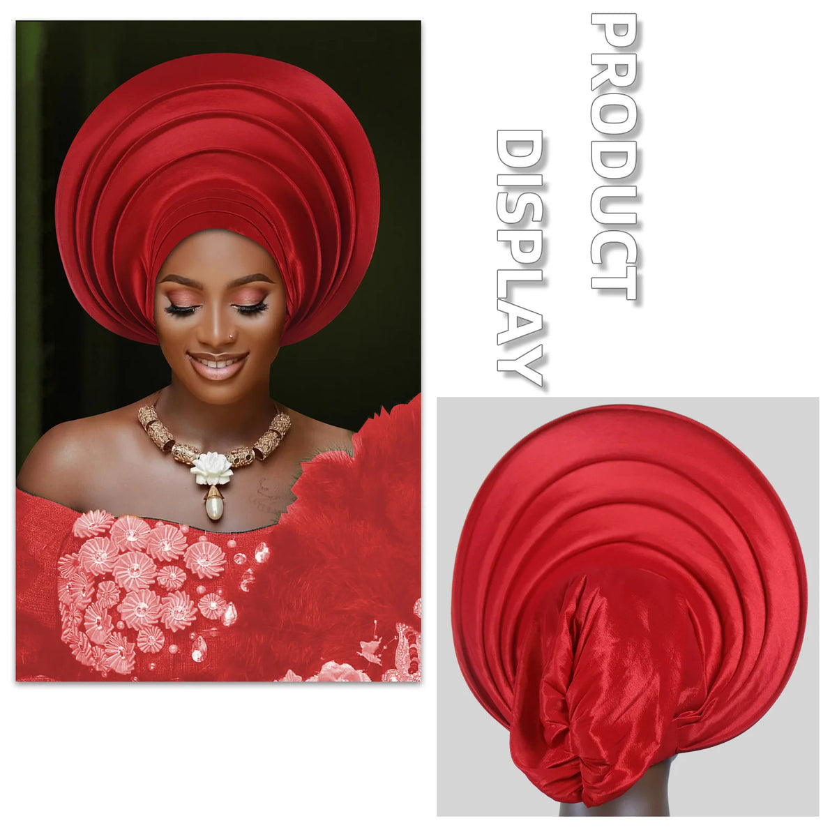 African Wedding Gele Turban Head Wrap Cap for Women