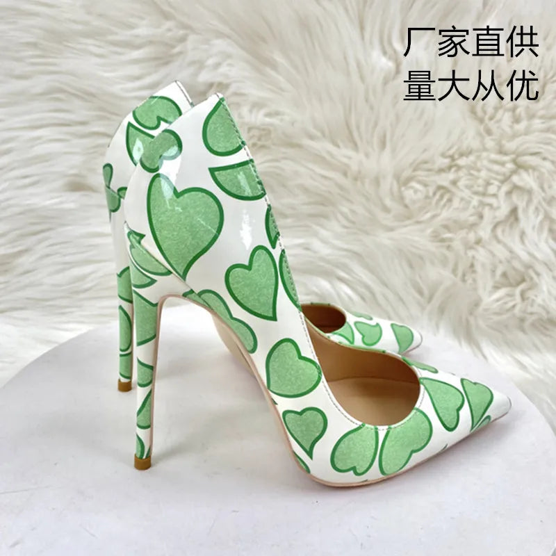 Green Patent Leather Pointed Toe High Heel Pumps for Women