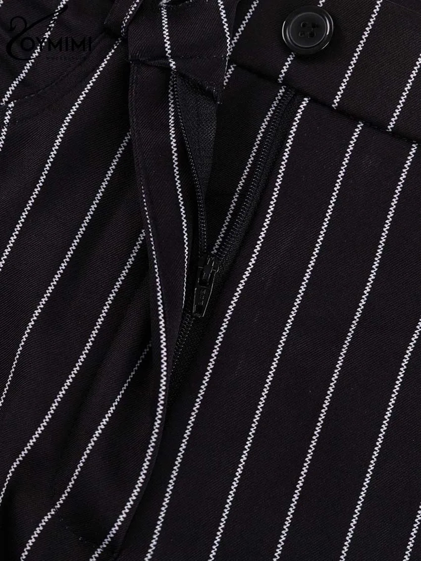 Oymimi Elegant Black Print Two Pice Outfits For Women Fashion Long Sleeve Single Button Blazers And High Waist Shorts Female Set