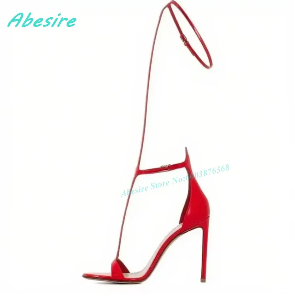 Elegant T Strap Ankle Wrap Gladiator Sandals For Women