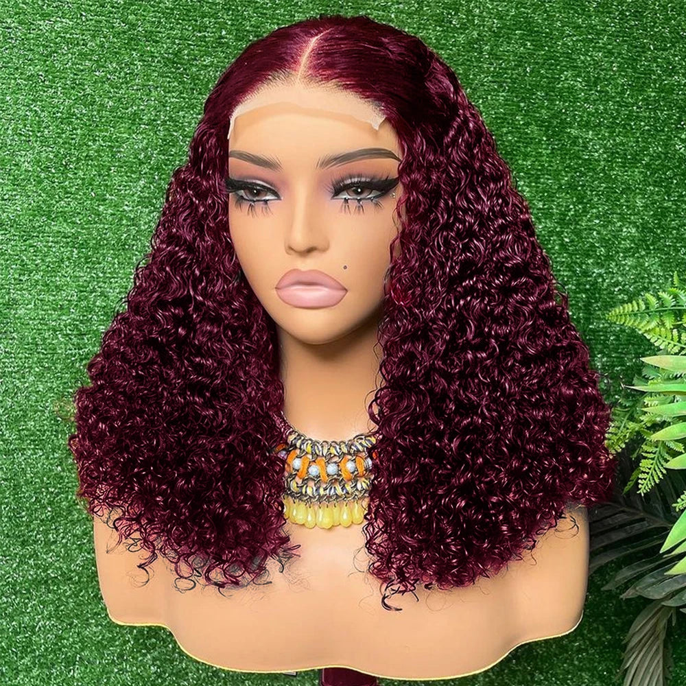 Deep Wave Lace Front Brazilian Human Hair Bob Wigs For Women