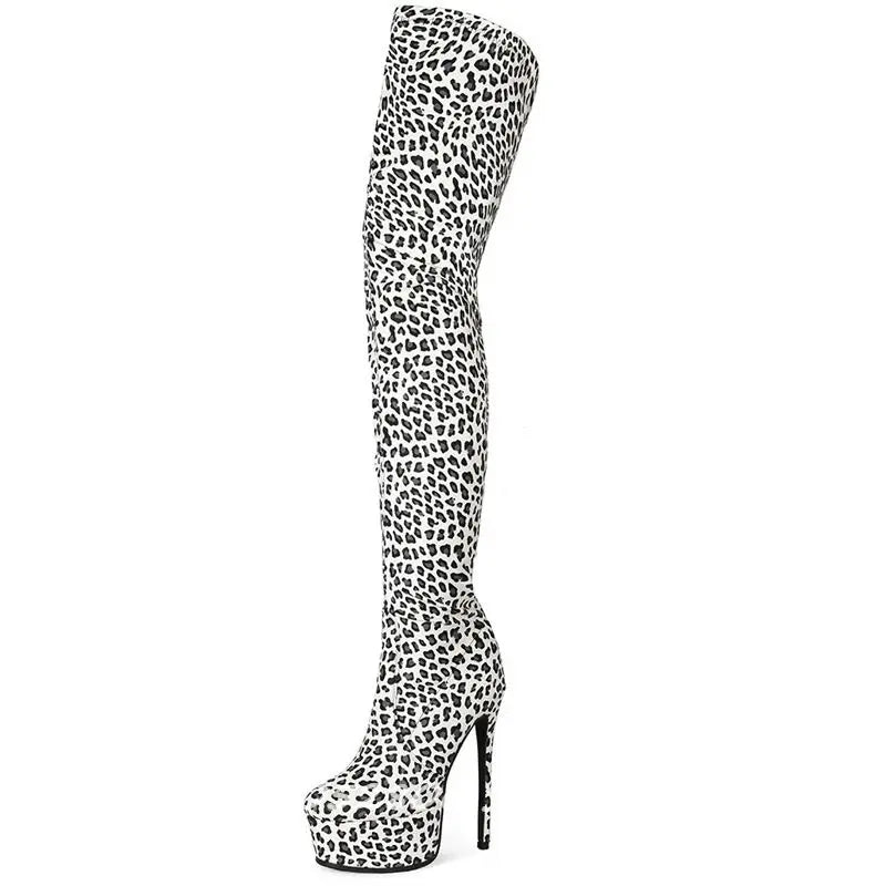Colorful Graffiti Print Thigh High Platform Boots for Women