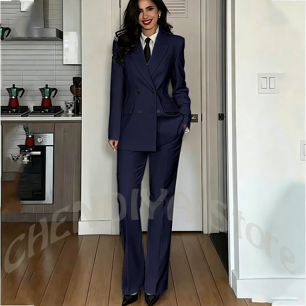 Modern Lady Pure White Suit Double Breasted Peak Lapel Casual Chic Women Suit Formal Dinner Party Business Office Outfit Costume