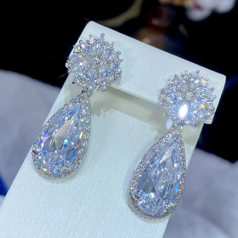Elegant Sparkling Cubic Zirconia Drop Earrings for Women