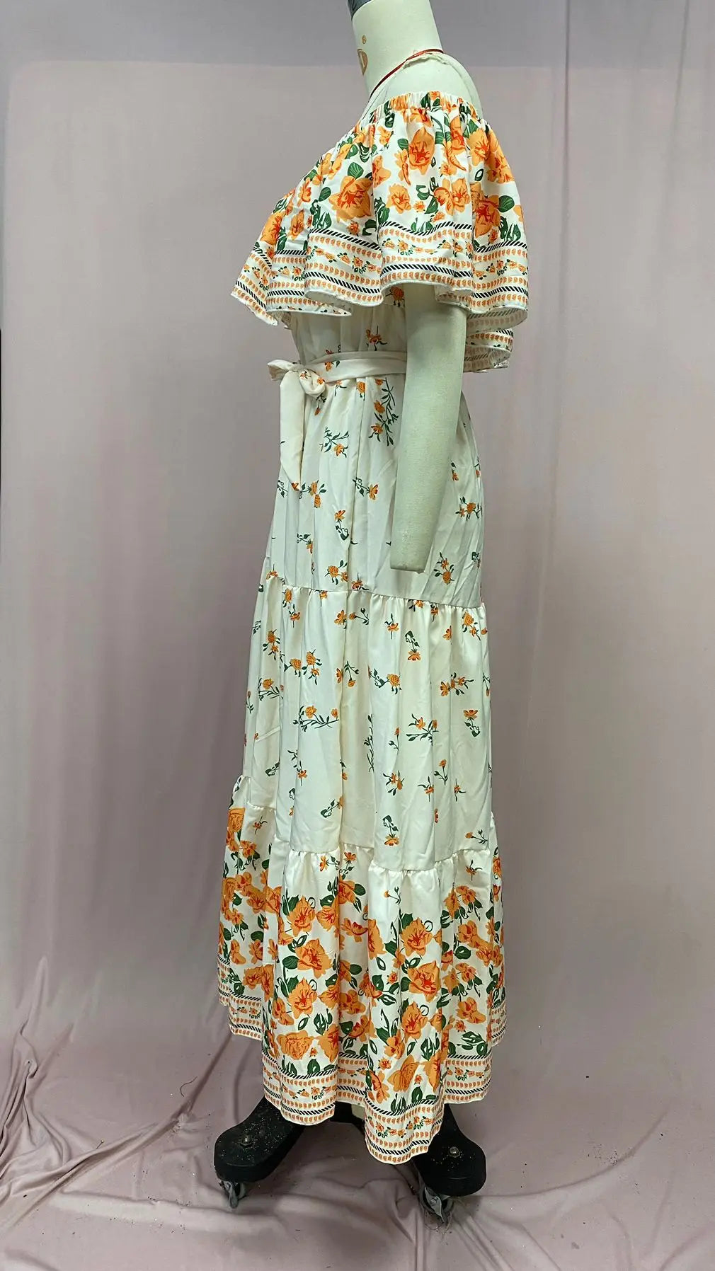 Floral Print Off Shoulder High Waist Dress for Women