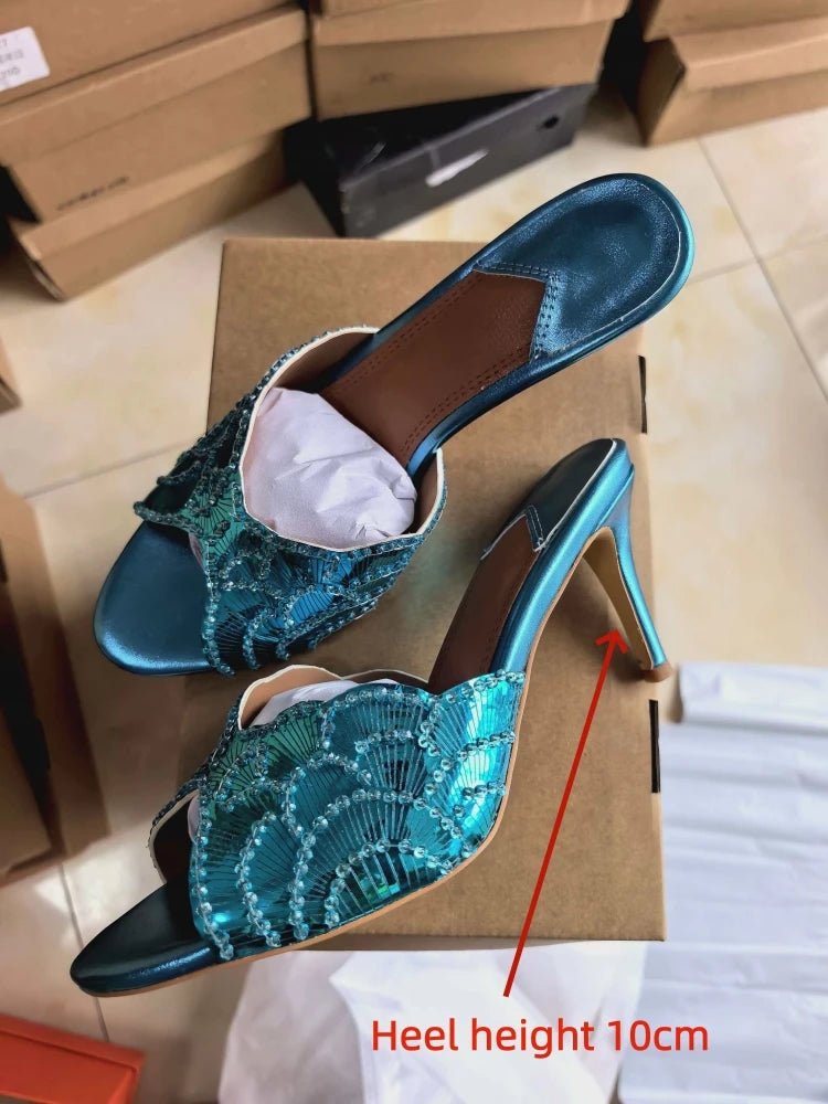 Luxurious Sparkling Fish Mouth Strap Sandals for Women