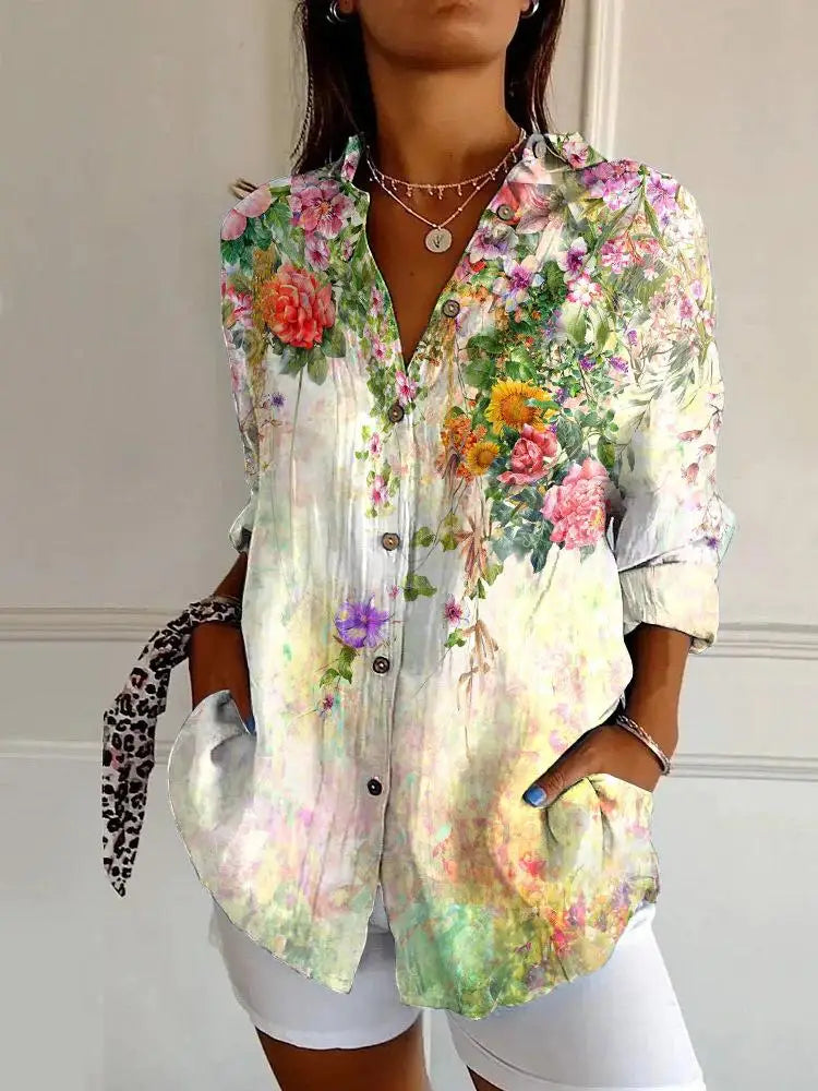 Ditsy Floral Oversized Dropped Shoulder Blouse for Women