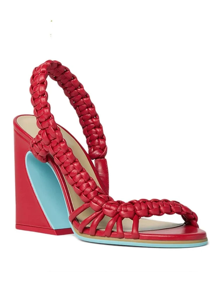 Fashionable Summer Woven High Heel Sandals for Women