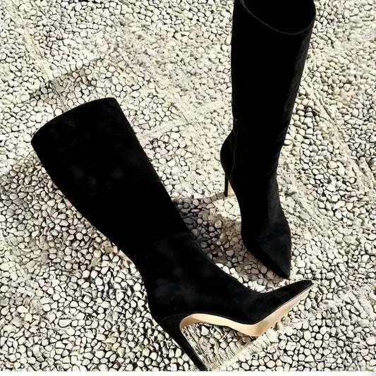 Sleek Suede Pointed Toe Boots