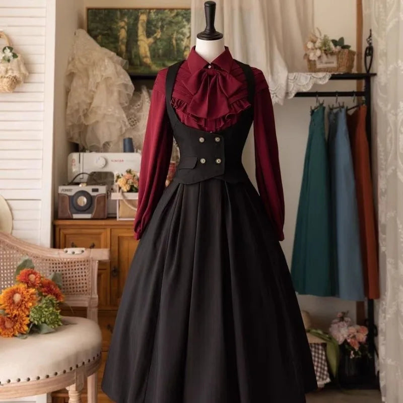 Vintage Victorian Button Front A-Line Mini Skirt for Women