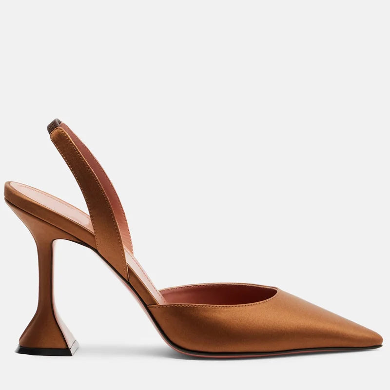 Satin Pointed Toe Back Strap High Heel Sandals for Women