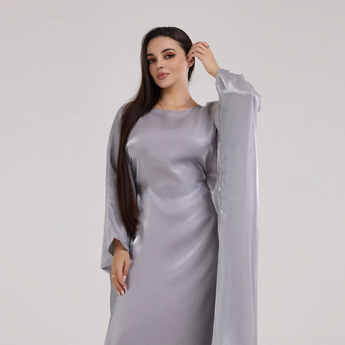 Shiny Loose Ankle-Length Kaftan Maxi Dress for Women