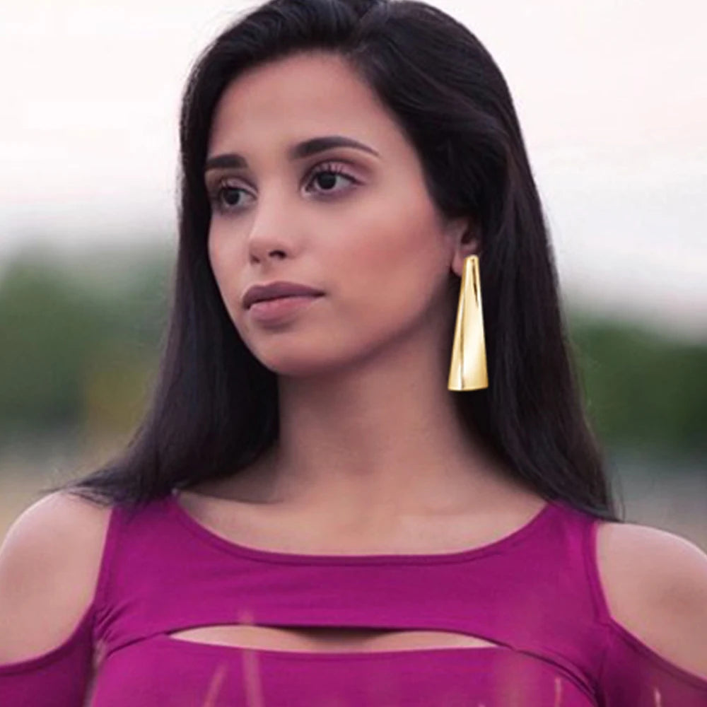 Fashion Jewelry Big Gold Color Round Geometric Earrings Dangle Drop Earrings For Women African Wedding Party Gifts