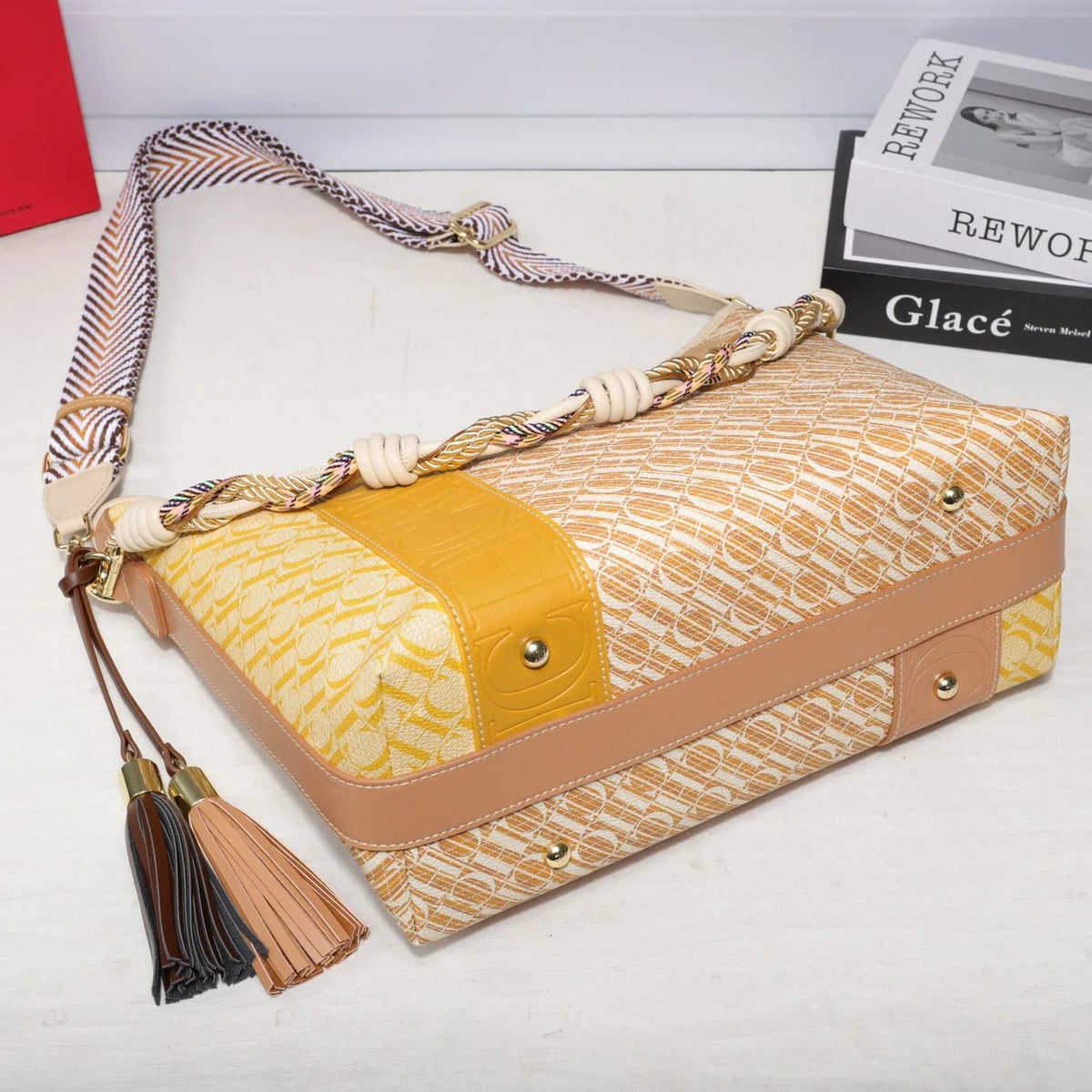 Textured Letter Print Tote And Crossbody Bag for Women